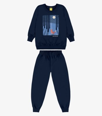Conjunto Blusão e Calça Moletom Rovi Kids Azul