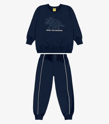 Conjunto Blusão e Calça Moletom Rovi Kids Azul