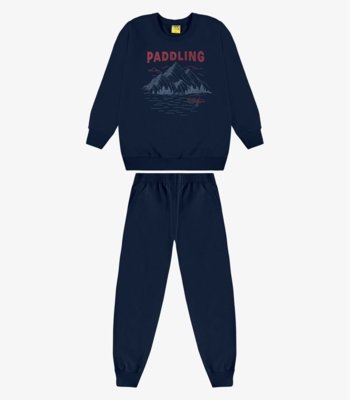 Conjunto Blusão e Calça Moletom Rovi Kids Azul