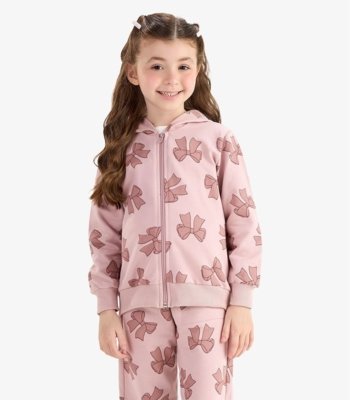 Conjunto Jaqueta e Calça Moletom Sarjado Rovi Kids Rosa