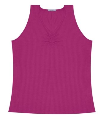 Regata Plus Size Em Ribana Canelada Secret Glam Roxo