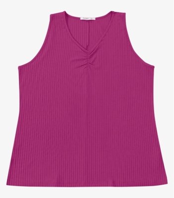Regata Plus Size Em Ribana Canelada Secret Glam Roxo