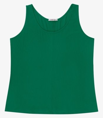Regata Plus Size Em Ribana Canelada Secret Glam Verde