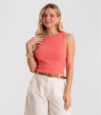 Regata Cropped Feminina Ribana Rovitex Laranja