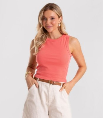 Regata Cropped Feminina Ribana Rovitex Laranja