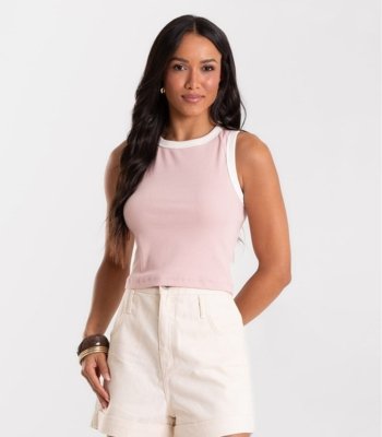 Regata Feminina Básica Ribana Com Detalhe Rovitex Rosa