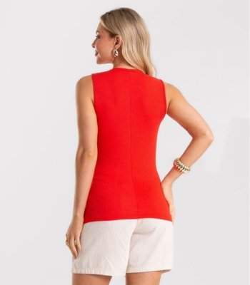 Regata Feminina Ribana Canelada Rovitex Vermelho
