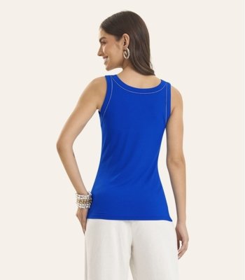 Regata Feminina Ribana de Viscose Rovitex Azul