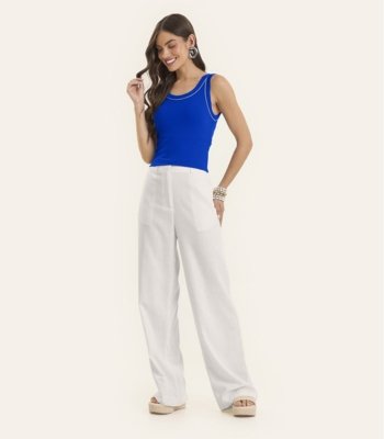 Regata Feminina Ribana de Viscose Rovitex Azul