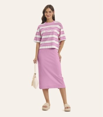 Saia Super Midi Feminina Rovitex Rosa