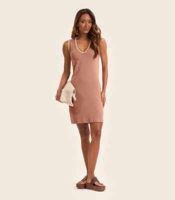 Vestido Curto em Ribana Rovitex Marrom