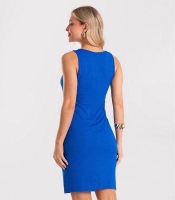 Vestido Feminino Curto Básico Ribana Rovitex Azul