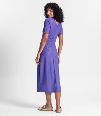Vestido Midi Ribana Canelada Lurex Rovitex Roxo