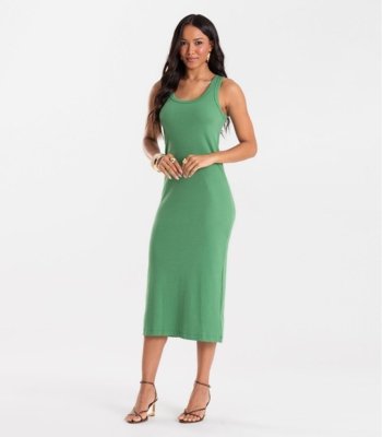 Vestido Midi em Ribana Rovitex Verde