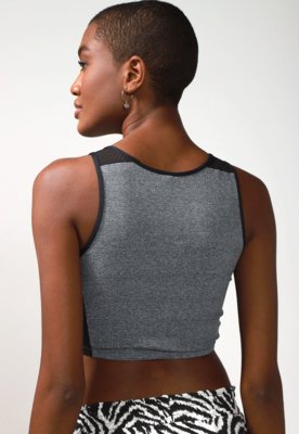 Regata Cropped Roxy Work This Time Cinza