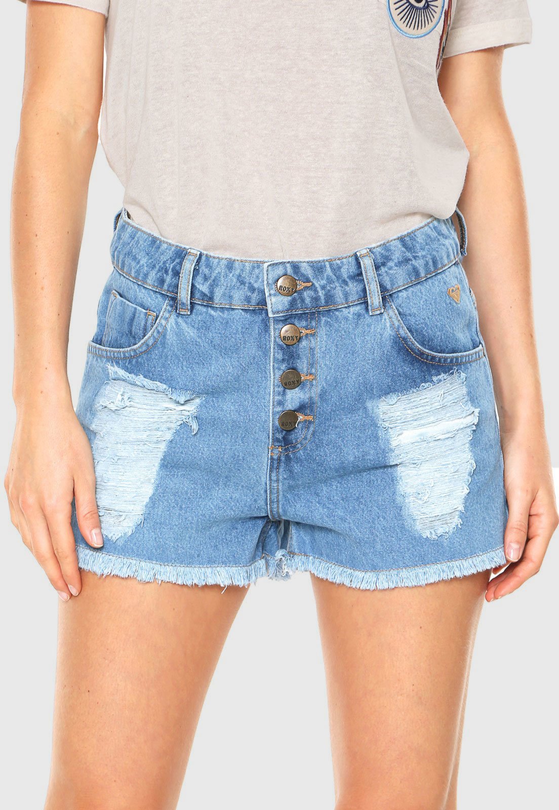 Short Jeans Roxy Hot Pant Simple Quest Azul - Compre Agora