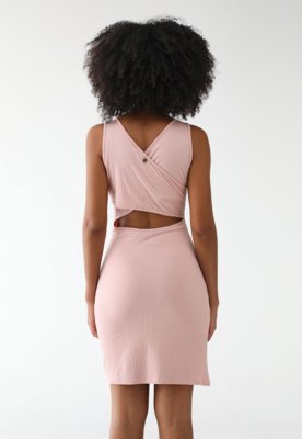 Vestido Feminino Roxy Good Keepsake Curto Canelado Rosa