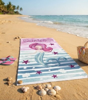 Toalha de Praia Estampada Toque Aveludado Rozac Rosa
