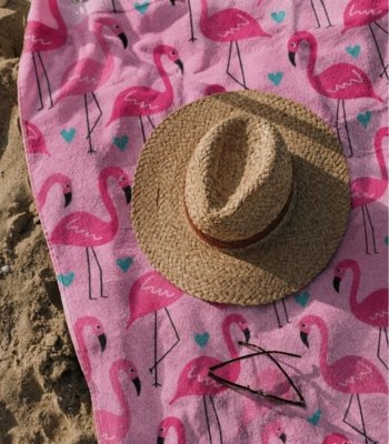 Toalha de Praia Estampada Toque Aveludado Rozac Rosa