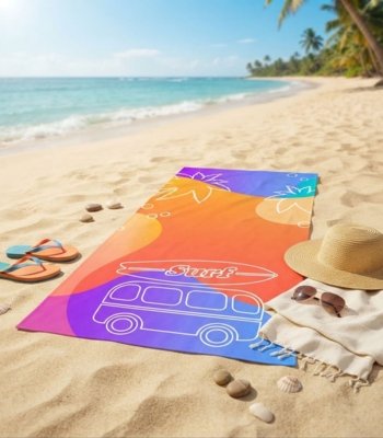 Toalha de Praia Estampada Toque Aveludado Rozac Roxo