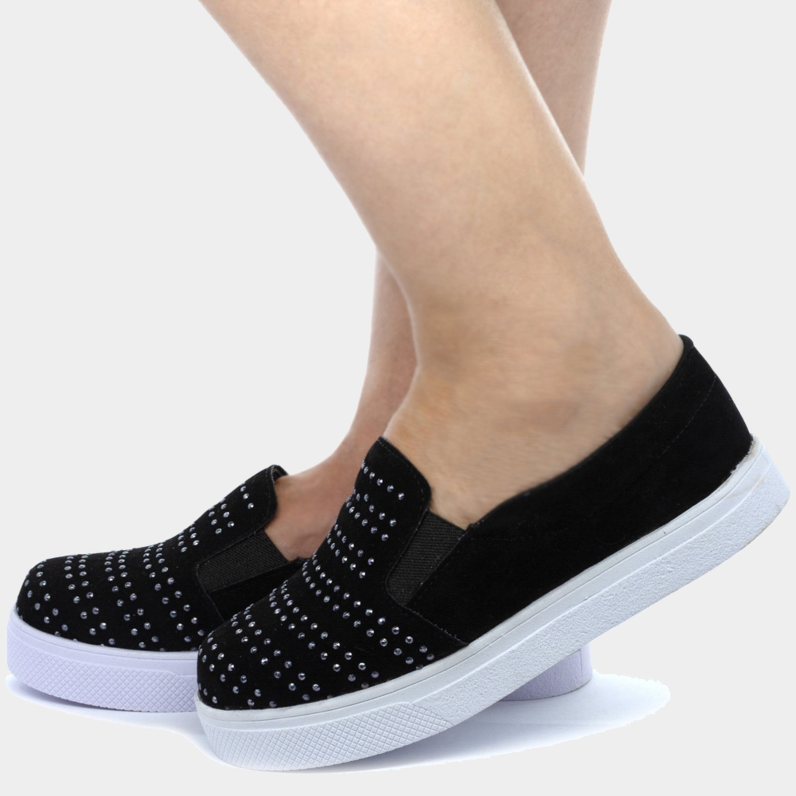 slip on preto camurça