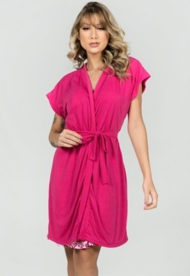 Camisola Amamentação com Robe Serra e Mar Modas Rosa