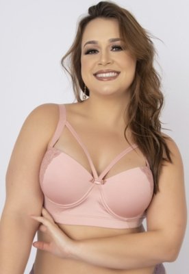Soutien Reforçado Serra e Mar Modas com Renda e Bojo Strappy Rosa