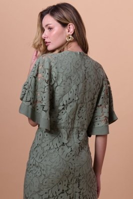 Vestido Kimono Longo Rendado Smk Verde