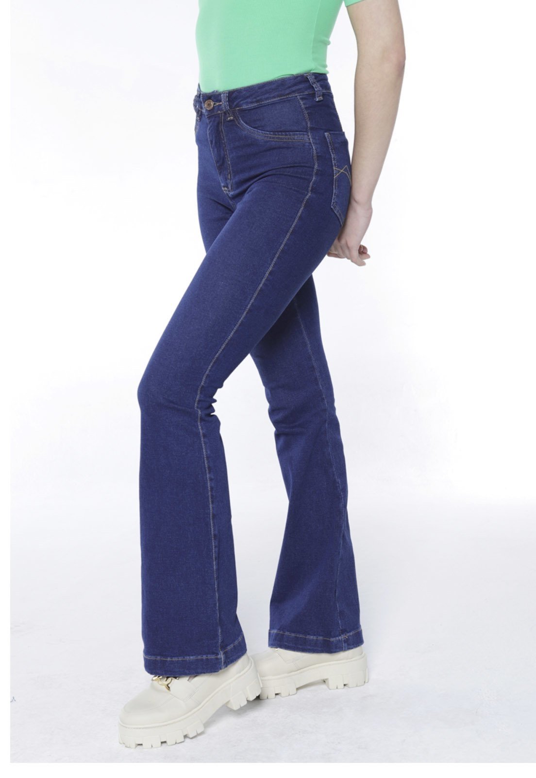 Calça Jeans Flare Bootcut Cintura Alta Every Day - Corre Que Ta Baratinho