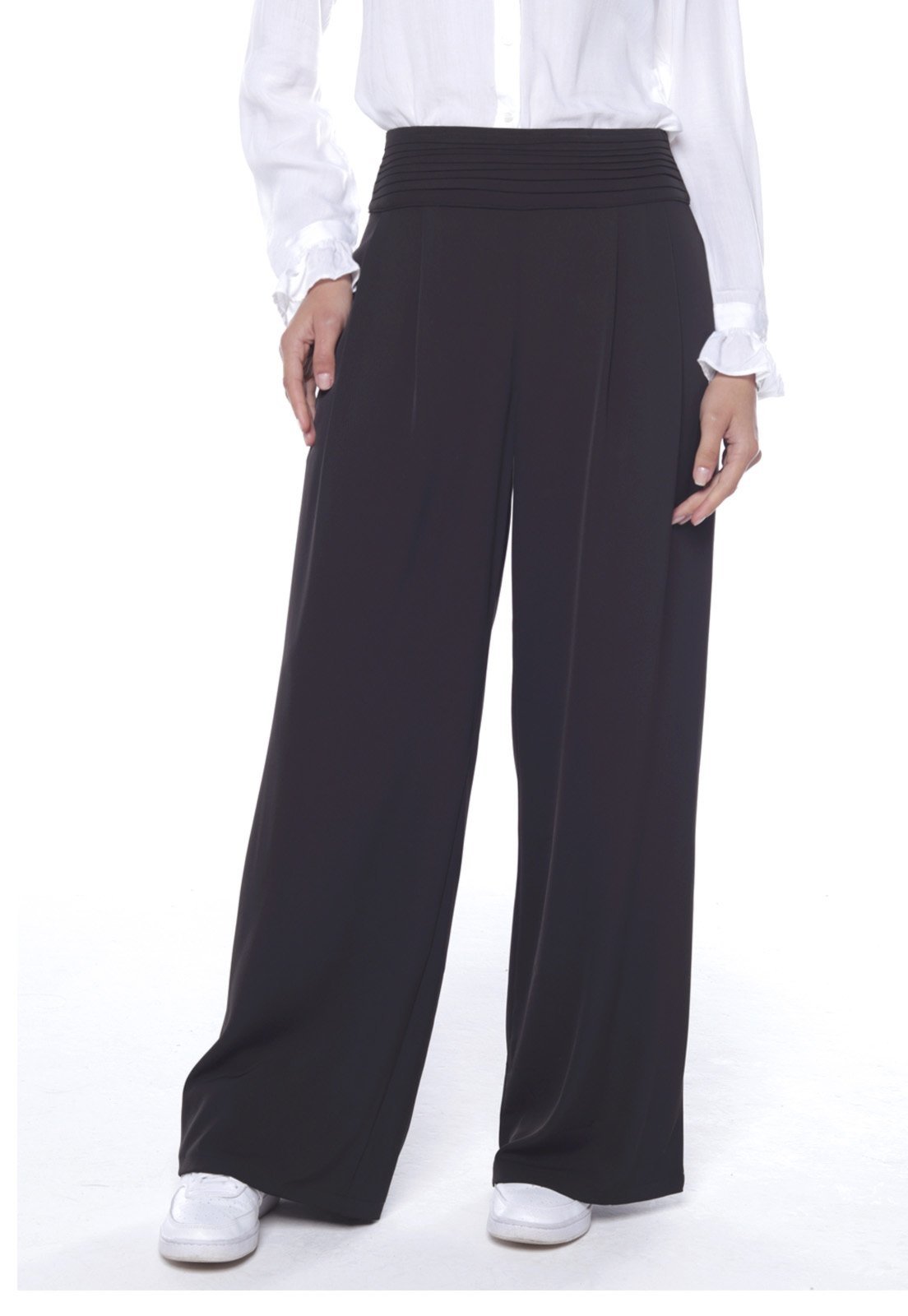 Pantalona crepe hot sale preta