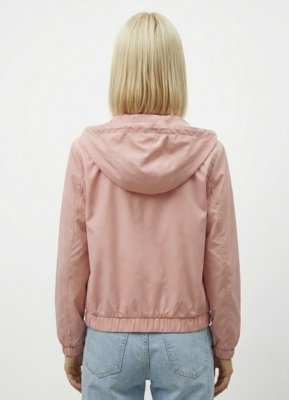 Jaqueta Rosa Forrada com Capuz e Bolsos Sob Bomber