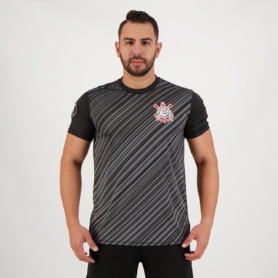 Camisa Corinthians Stroke SCCP Preta e Chumbo Libertadores