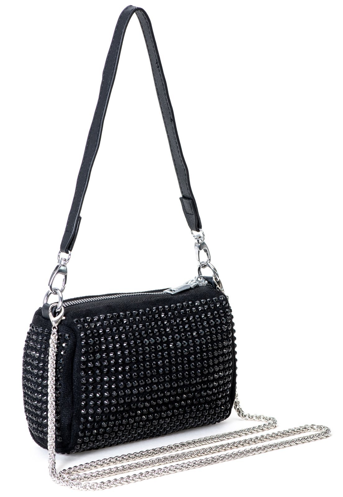 Bolsa Feminina Transversal Pequena Strass Star Shop Preta - Compre ...