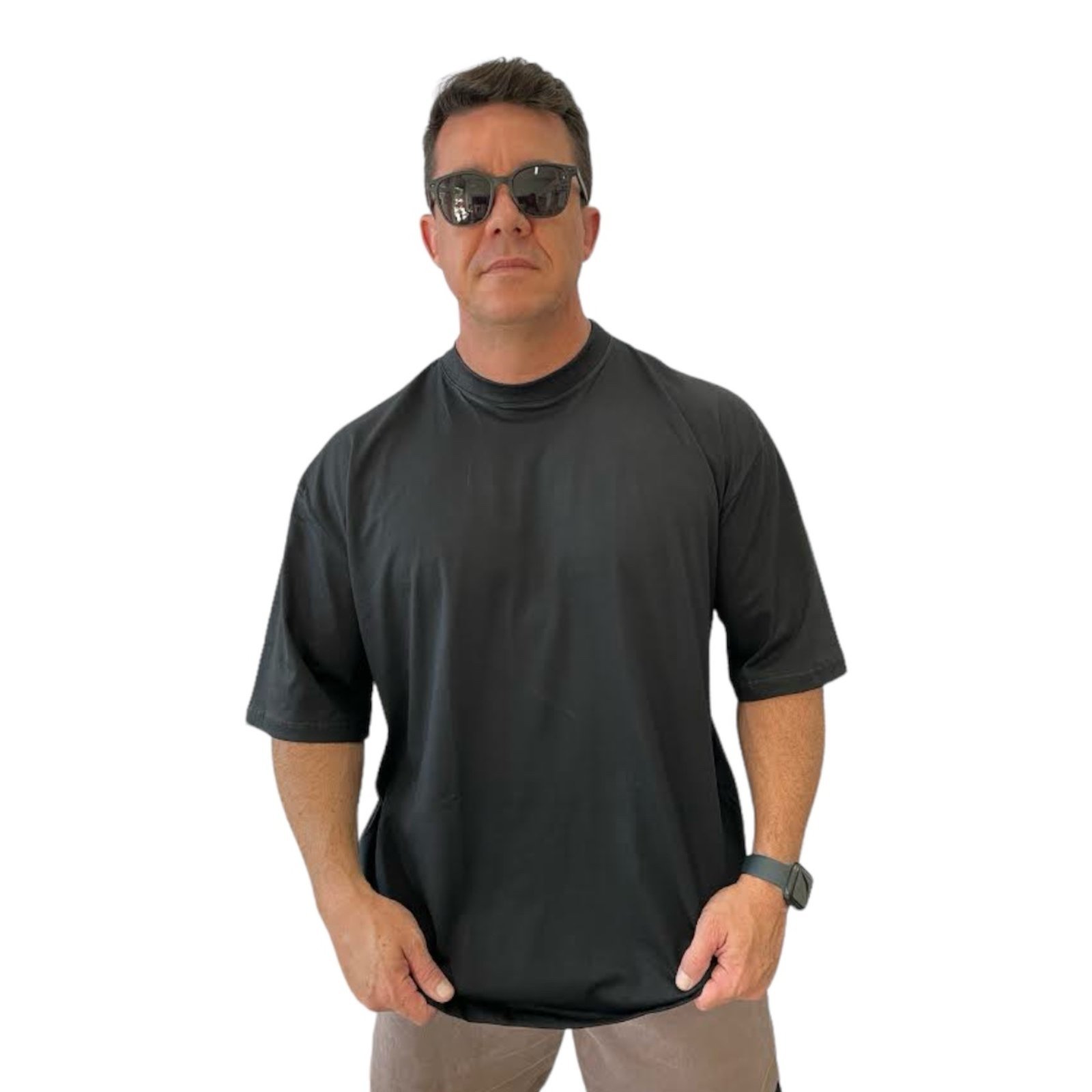 Camiseta Larga Oversized Streetwear T-shirt Black Stecchi - Compre