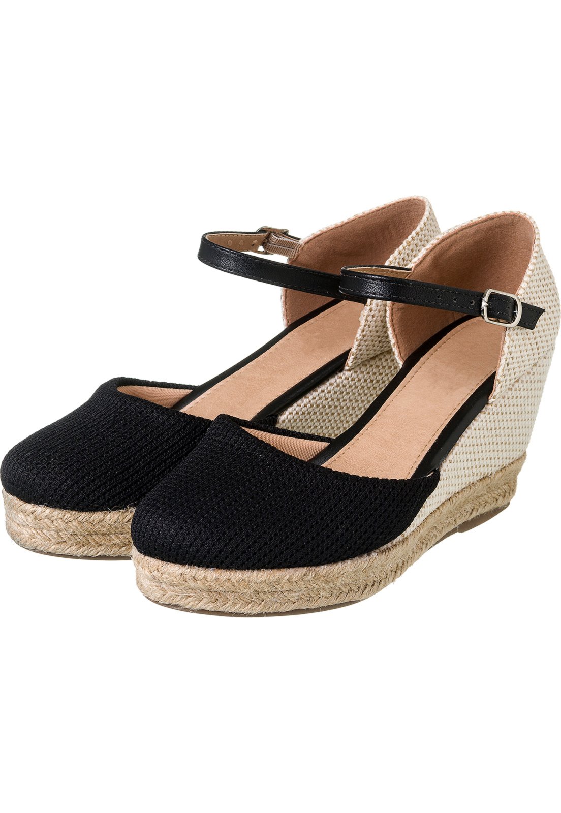 anabela espadrille preta