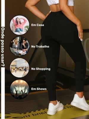 Calça Jeans Feminina Safira Moda Plus Size Preta