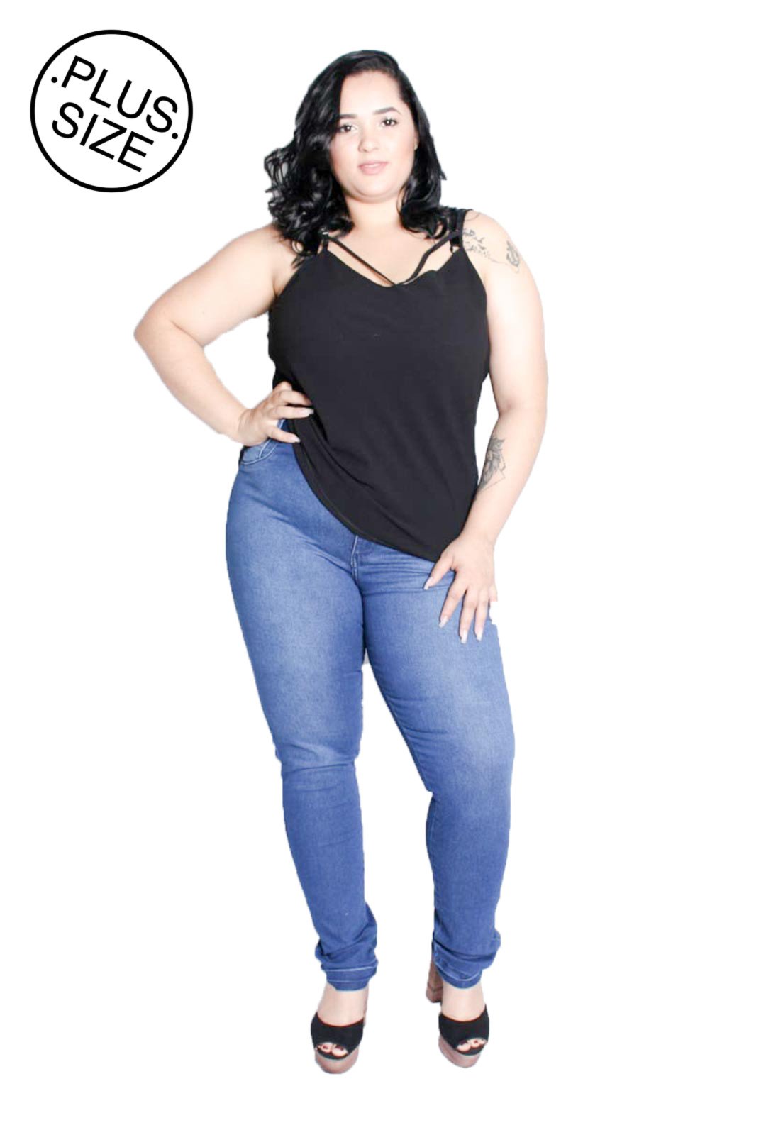 calça jeans cos alto plus size