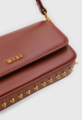 Bolsa Santa Lolla Retangular Spikes Marrom