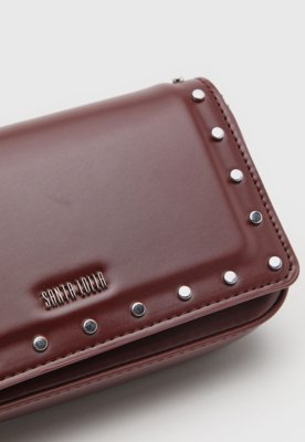 Bolsa Santa Lolla Retangular Tachas Vinho