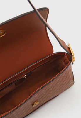 Bolsa Santa Lolla Retangular Texturizada Marrom