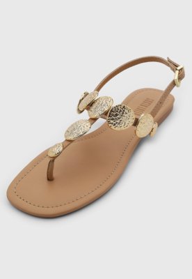 Rasteira Feminina Santa Lolla Fechada Moedas Bege