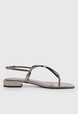 Rasteira Feminina Santa Lolla Tiras Strass Prata