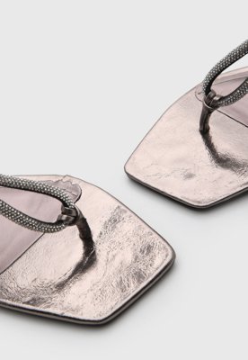 Rasteira Feminina Santa Lolla Tiras Strass Prata