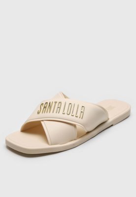 Rasteirinha Slide Santa Lolla Logo Metalizado Off-White