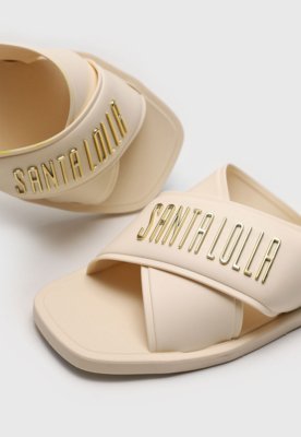 Rasteirinha Slide Santa Lolla Logo Metalizado Off-White