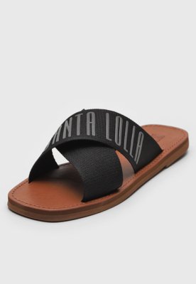 Rasteirinha Slide Santa Lolla Logo Preta