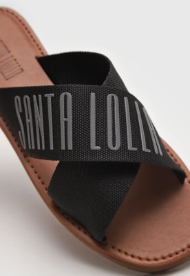 Rasteirinha Slide Santa Lolla Logo Preta