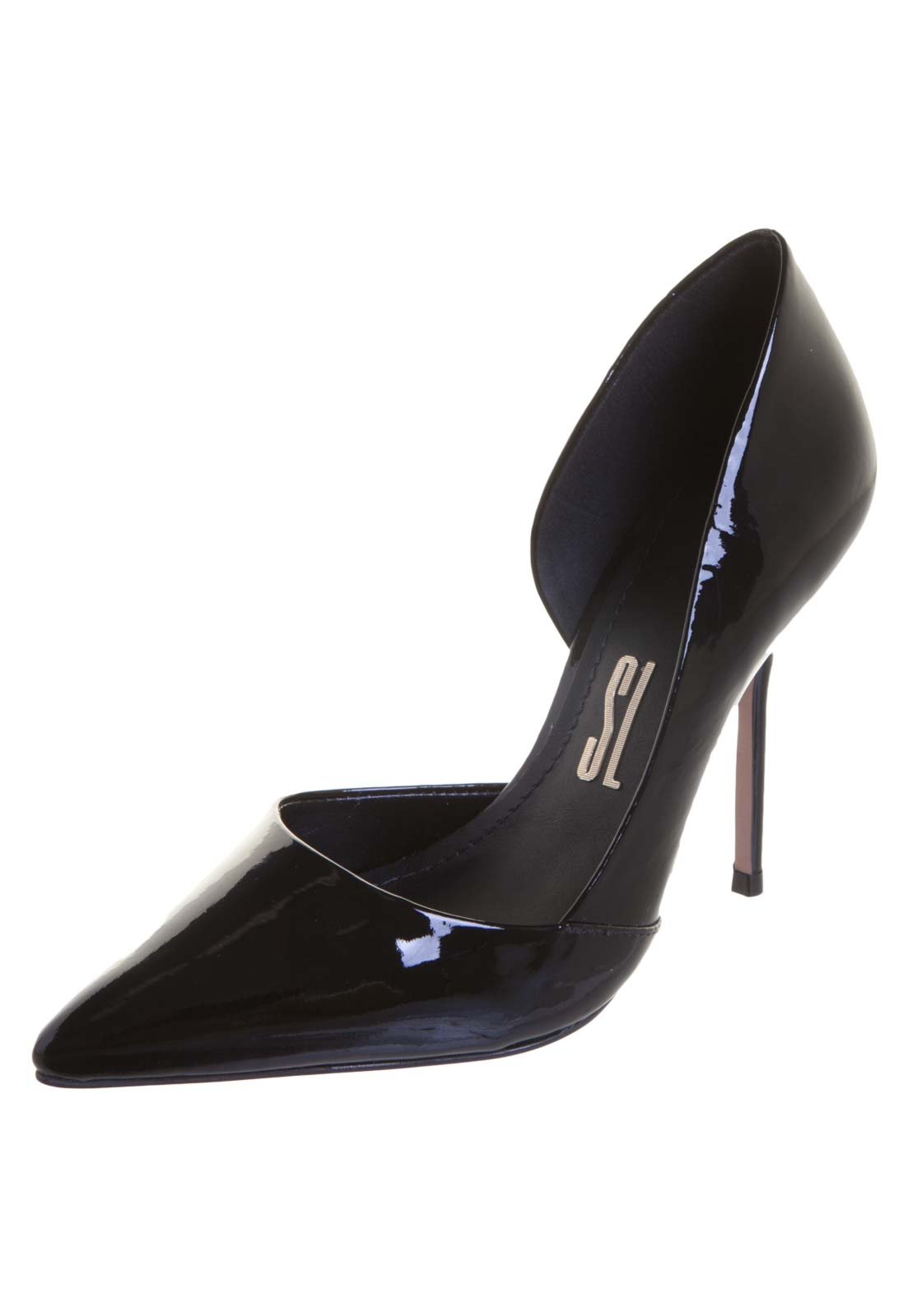 scarpin preto aberto na frente
