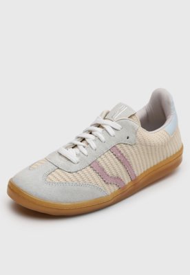 Tênis Feminino Santa Lolla Detalhe Trançado Bege e Rosa e Azul