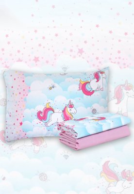 Jogo de Cama 3pçs Solteiro Santista Infantil Magic Azul Menor preço em Jogo de Cama 3pçs Solteiro Santista Infantil Magic Azul